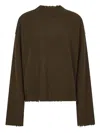 Uma Wang Green Cashmere Sweater With Distressed Details In Brown