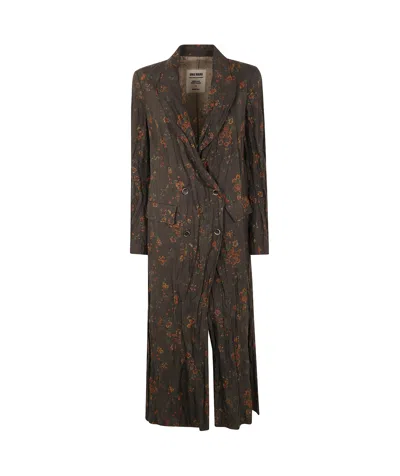 UMA WANG UMA WANG FLORAL PRINTED DOUBLE-BREASTED COAT