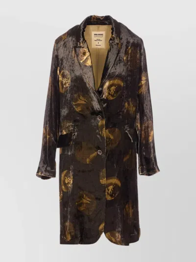 UMA WANG LONGLINE VELVET EFFECT JACKET WITH NOTCHED LAPEL