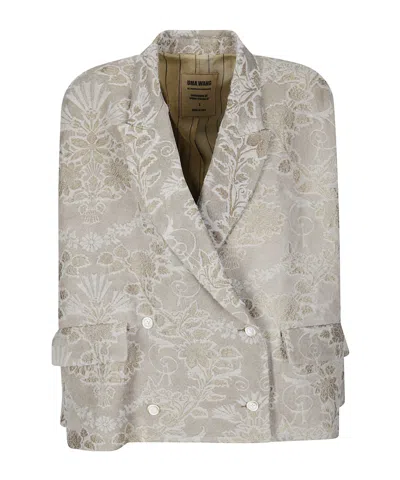 Uma Wang Crossword Floral-jacquard Blazer In Neutral