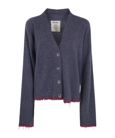 Uma Wang Long-sleeve Knit Cardigan In Dark Grey Red