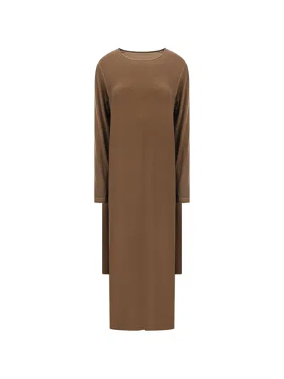 Uma Wang Long-sleeve Layered-detail Maxi Dress In Brown