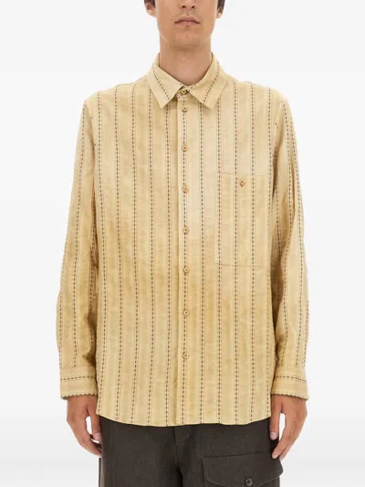 Uma Wang Oversize Cotton Tab Shirt In Neutral