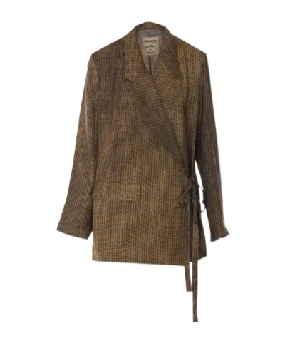 Uma Wang Long-sleeved Casual Jacket In Brown