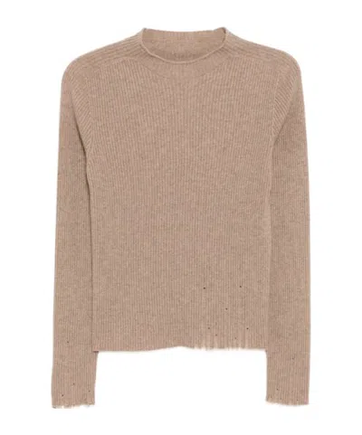 Uma Wang Long-sleeved Crew Neck Cashmere Sweater In Brown