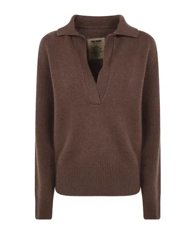 Uma Wang Long-sleeved Polo Collar Sweater In Brown