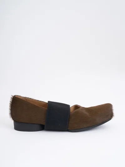 Uma Wang Low-heeled Leather Ballet Flats In Brown