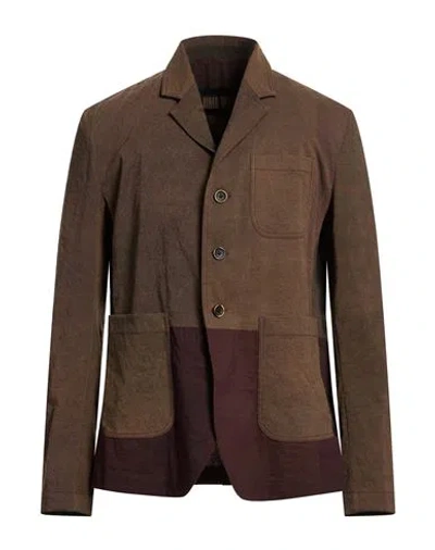 Uma Wang Man Blazer Brown Size Xl Virgin Wool, Copper, Elastane