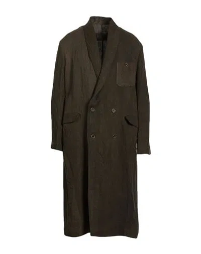 Uma Wang Man Overcoat & Trench Coat Charcoal Size M Linen In Green