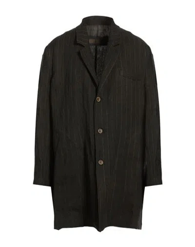 Uma Wang Man Overcoat & Trench Coat Charcoal Size Xl Linen In Black