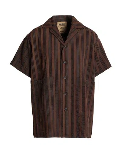 Uma Wang Man Shirt Brick Size L Viscose, Cotton, Polyamide In Brown