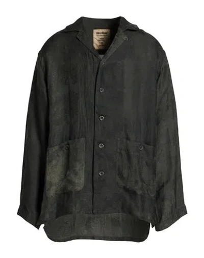 Uma Wang Man Shirt Dark Green Size S Cupro, Viscose In Black