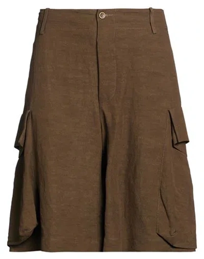 Uma Wang Man Shorts & Bermuda Shorts Chocolate Brown Size M Viscose, Linen