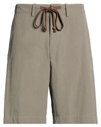 Uma Wang Man Shorts & Bermuda Shorts Military Green Size L Cotton In Gray