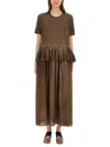 Uma Wang Dudi Ruffle-setailed Midi Dress Brown In Brown