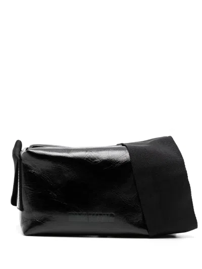 Uma Wang Medium Leather Shoulder Bag In Black