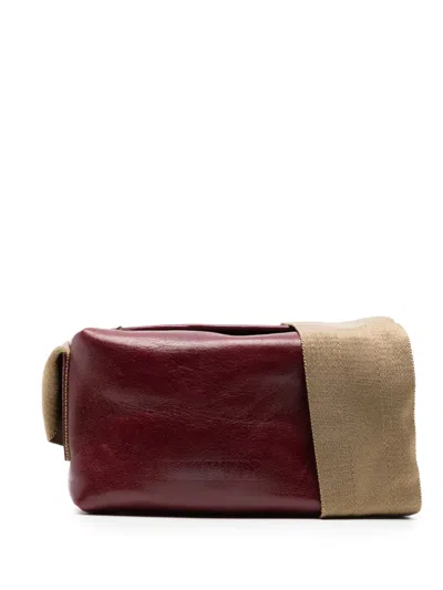 Uma Wang Medium Leather Shoulder Bag In Red