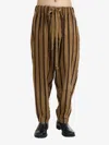 Uma Wang Striped Loose Trousers In Uw026 Tan/brown