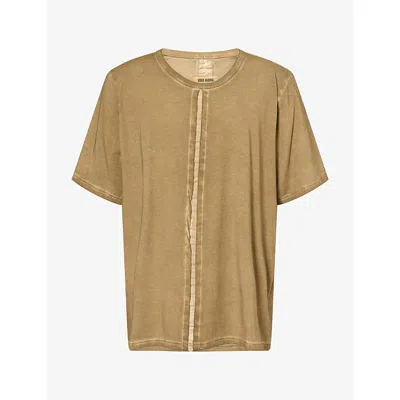 Uma Wang Mens Seam-detail Relaxed-fit Stretch-cotton T-shirt Tan