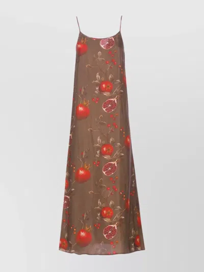 UMA WANG MIDI DRESS WITH SHOULDER STRAPS AND FLORAL PRINT