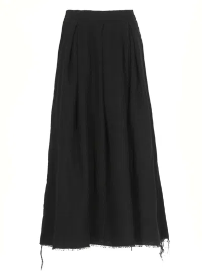 UMA WANG MIDI-LENGTH FLARED SKIRT WITH HOOK AND BUTTON CLOSURE