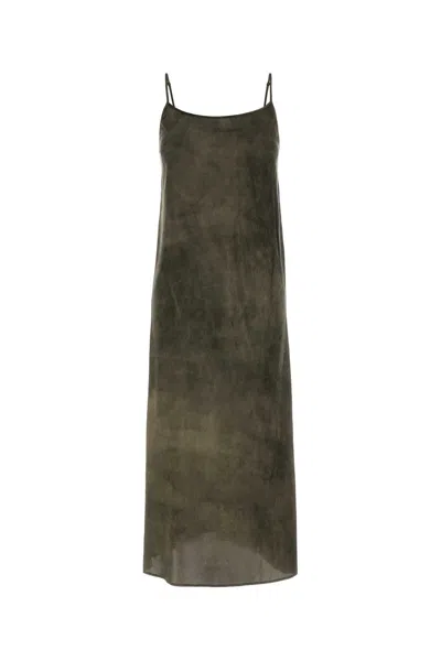 Uma Wang Mud Stretch Silk Anaya Mini Dress In Green