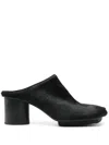 Uma Wang Block-heel Leather Mules In Black