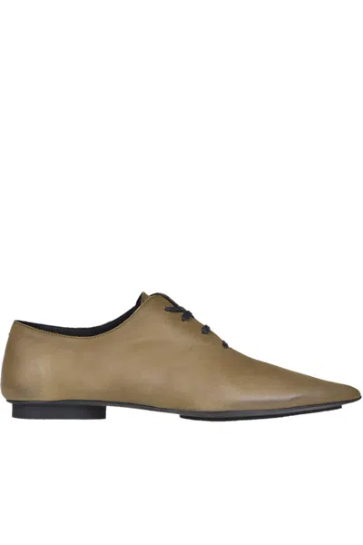 Uma Wang Nappa Lace-up Shoes In Olive Green