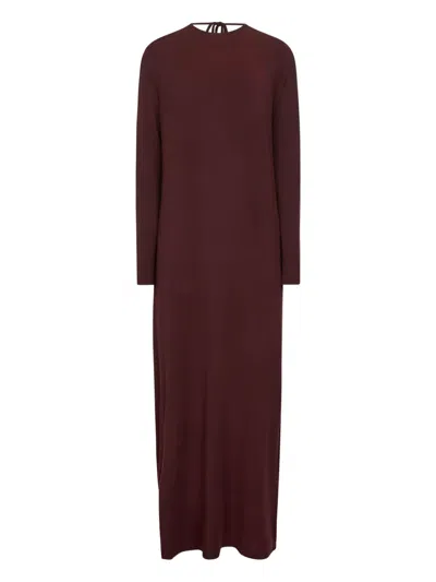Uma Wang Neck-tie Maxi Dress In Burgundy