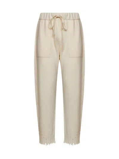 Uma Wang Off-white Cashmere Knit Ankle Trousers In Neutral
