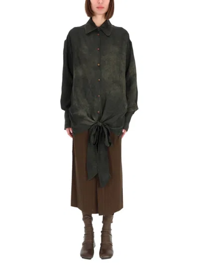 Uma Wang Olive Green Oversized Textured Shirt