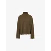 Uma Wang Omens Army Green Distressed High-neck Cashmere Jumper In Brown
