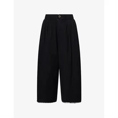 Uma Wang Omens Black Poetic Wide-leg Wool-blend Trousers