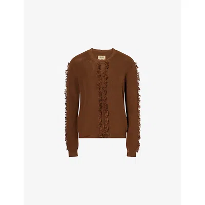 Uma Wang Omens Frayed Fringed Knitted Jumper Brown