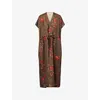 Uma Wang Pomegranate Print A-line Dress V-neck In Brown