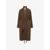 Uma Wang Omens Green Red Tan Chidi Relaxed-fit Knitted Coat In Brown