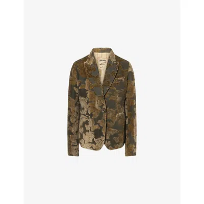 Uma Wang Omens Karon Peak-lapels Cotton-blend Jacket Grey Brown In Gray