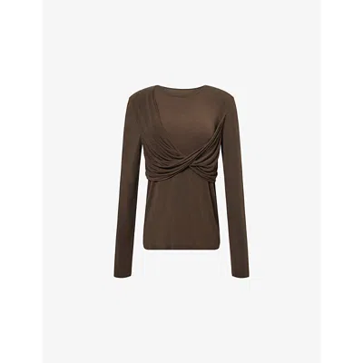 Uma Wang Omens Mustard Twist Long-sleeves Stretch-woven Top In Yellow