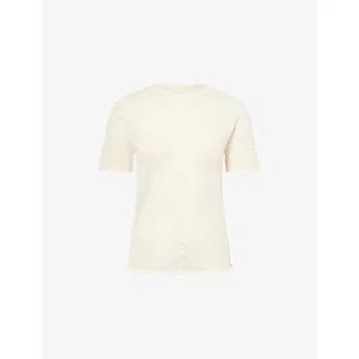 Uma Wang Omens Off White Twisted-seam Short-sleeve Knit Cotton-blend Top