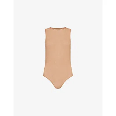 Uma Wang Omens Round-neck Sleeveless Cotton-blend Bodysuit Rose