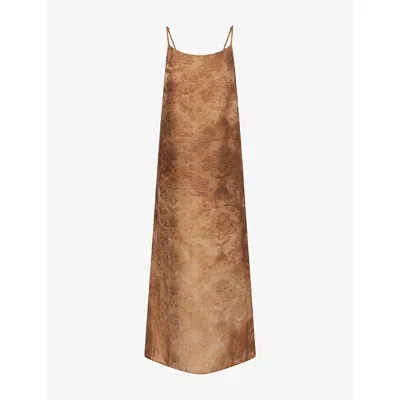 Uma Wang Omens Mustard Anaya Printed Woven Midi Dress In Animal Print