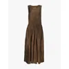Uma Wang Floral Pattern Dress In Dark Brown