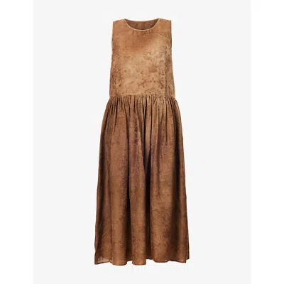Uma Wang Omens  Ardal Sleeveless Woven Midi Dress In Mustard
