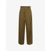 Uma Wang Omens Dark Green Pleated Wide-leg Cotton Trousers Xs In Green