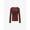 Uma Wang Omens Dark Red Twist Long-sleeves Stretch-woven Top In Red