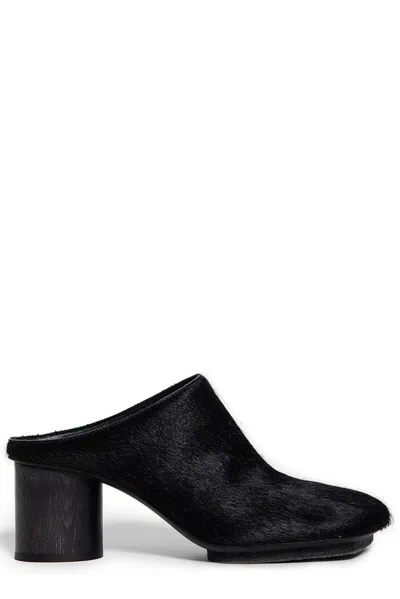 Uma Wang Block-heel Leather Mules In Black