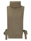 Uma Wang Open-front Sweater With High Collar And Side Laces In Gray