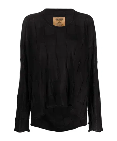 Uma Wang Open-knit Crew Neck Jumper In Black