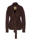 Uma Wang Plush Textured Wool Blend Cardigan With Shawl Collar In Brown