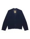 Uma Wang Over Frayed Button-down Cardigan In Blue